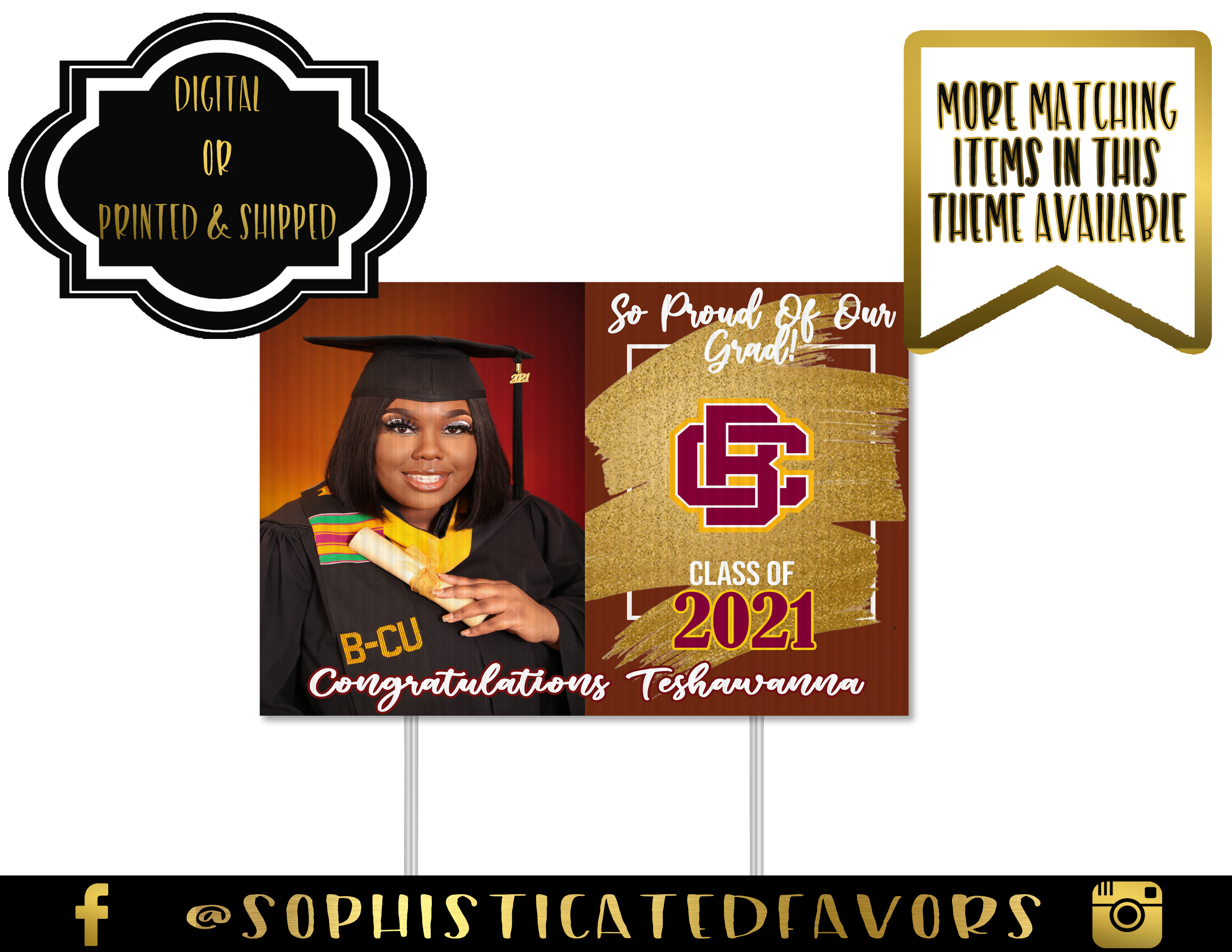 Gold Stroke Graduation Yard Sign - Graduation